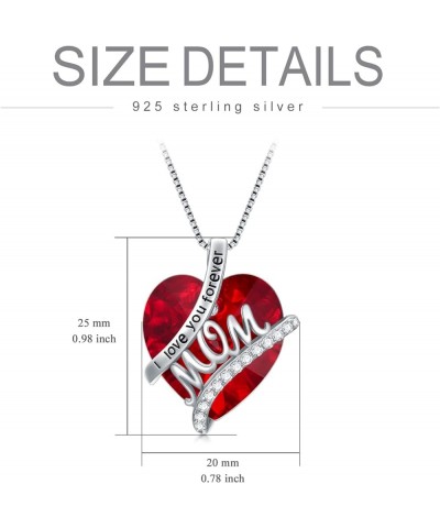 Mothers Necklace Gifts for Mom from Daughter Son, 925 Sterling Silver I Love You Mom Necklace Heart Birthstone Pendant Jewelr...