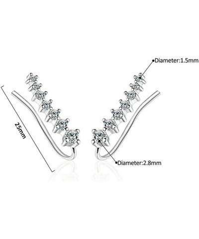 925 Sterling Silver Crawler Ear Cuffs 7 CZ Stones 7CZ $9.68 Earrings