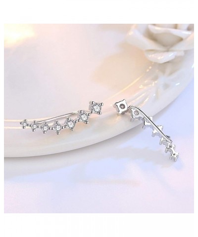 925 Sterling Silver Crawler Ear Cuffs 7 CZ Stones 7CZ $9.68 Earrings