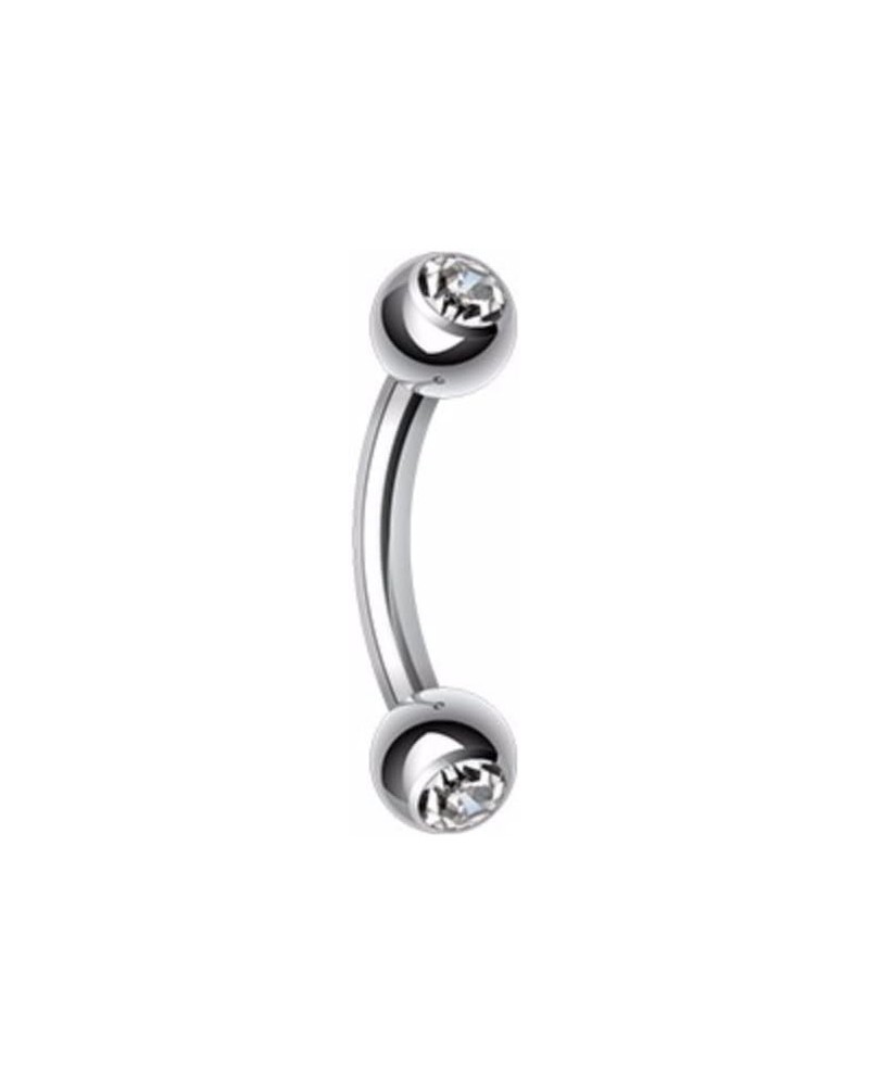 Double Gem Ball Curved Barbell WildKlass Eyebrow Ring 16 GA, 8mm, 3mm ball size, Clear $8.95 Body Jewelry