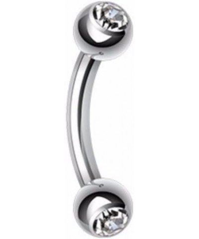 Double Gem Ball Curved Barbell WildKlass Eyebrow Ring 16 GA, 8mm, 3mm ball size, Clear $8.95 Body Jewelry