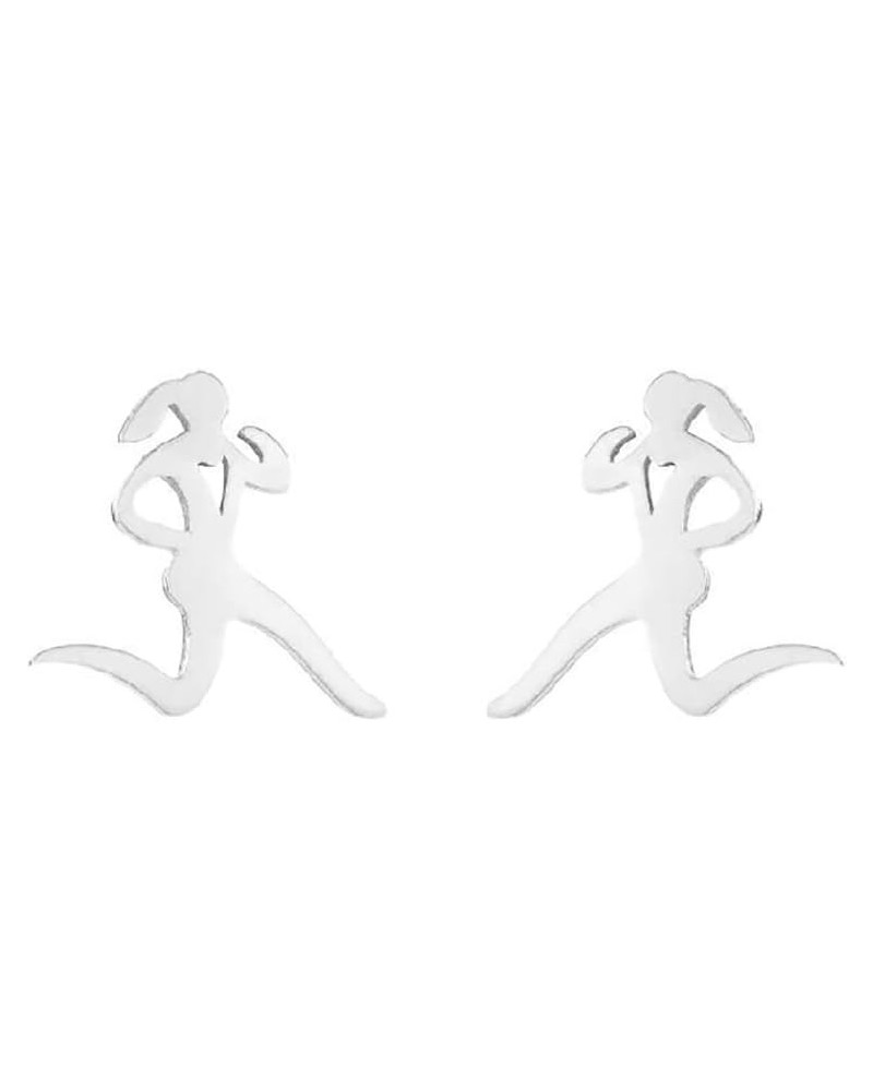 Fashion Running Sport Figure Stud Earrings for Women Girls Cartilage Stainless Steel Hollow Heart Studs Earring Simple Jewelr...