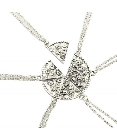 Fusicase 6pcs/lot Bling Silver Friend Friendship Couple Pizza Metal Necklace Silver $9.17 Necklaces