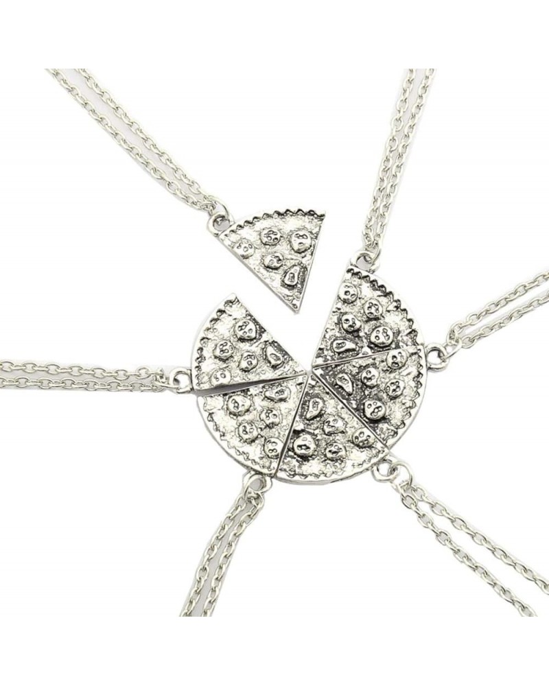 Fusicase 6pcs/lot Bling Silver Friend Friendship Couple Pizza Metal Necklace Silver $9.17 Necklaces