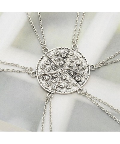 Fusicase 6pcs/lot Bling Silver Friend Friendship Couple Pizza Metal Necklace Silver $9.17 Necklaces