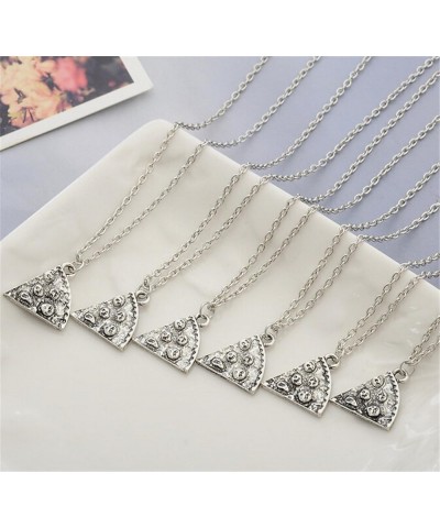 Fusicase 6pcs/lot Bling Silver Friend Friendship Couple Pizza Metal Necklace Silver $9.17 Necklaces