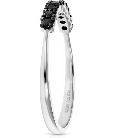 1/5 cttw Black Diamond Ring Wedding Band .925 Sterling Silver Bridal 9 Stones $34.85 Bracelets