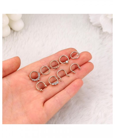 9PCS Septum Jewelry 16G Septum Rings Daith Earrings Hoop Nose Rings Horseshoe Stainless Steel Septum Rings For Women Helix Tr...