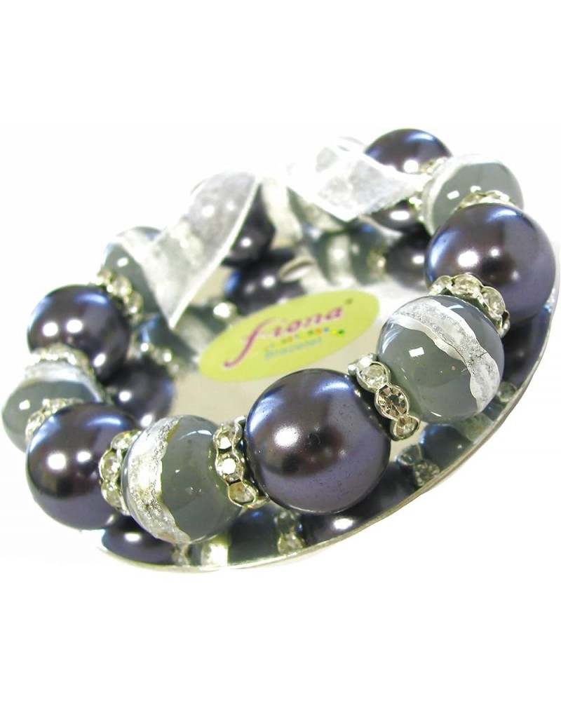 Glass Zircon Spacers Stretch Handmade Beads Bracelet for Women, Pink Gunmetal, Grey, Silver $6.15 Bracelets