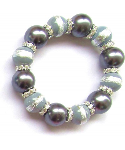 Glass Zircon Spacers Stretch Handmade Beads Bracelet for Women, Pink Gunmetal, Grey, Silver $6.15 Bracelets