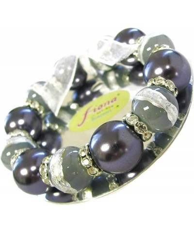 Glass Zircon Spacers Stretch Handmade Beads Bracelet for Women, Pink Gunmetal, Grey, Silver $6.15 Bracelets