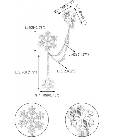 Snowflake Earring for Women Girls Austrian Crystal Winter Party Flower Snowflake Pierced Hook Dangle Earrings Jewelry for Chr...