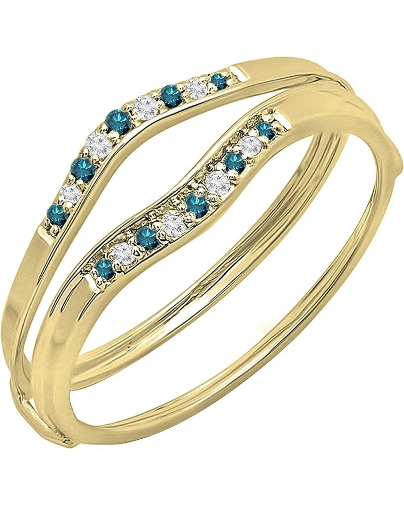 0.12 Carat (ctw) 10K Gold Round Blue & White Diamond Ladies Anniversary Enhancer Guard Wedding Band Yellow Gold $131.25 Rings