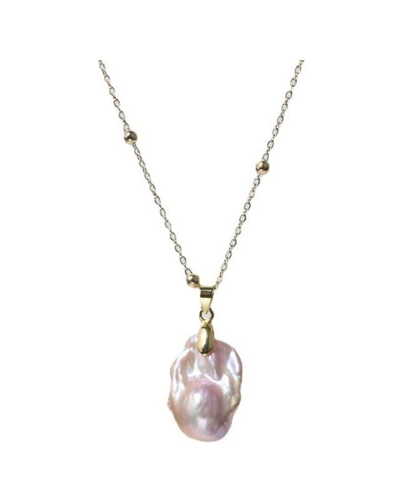 14K Sterling Silver Freshwater Baroque Pink Pearl Necklace for Girlfriend/Mom/Wife $30.59 Necklaces