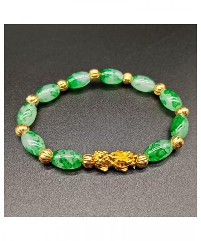 Feng Shui Pixiu Bracelet 12mm Amulet Dragon Natural Stone Beads Bracelet Attract Wealth Money and Good Luck(Green) Lucky $10....