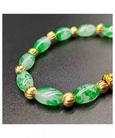 Feng Shui Pixiu Bracelet 12mm Amulet Dragon Natural Stone Beads Bracelet Attract Wealth Money and Good Luck(Green) Lucky $10....