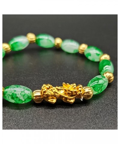 Feng Shui Pixiu Bracelet 12mm Amulet Dragon Natural Stone Beads Bracelet Attract Wealth Money and Good Luck(Green) Lucky $10....