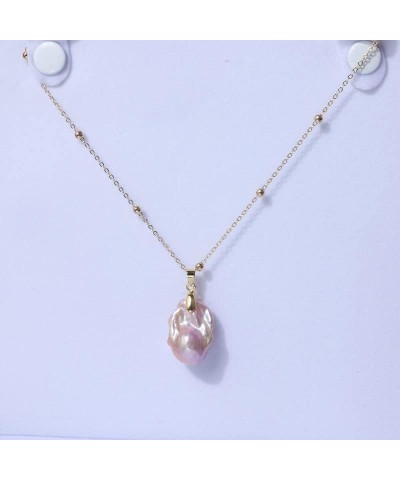 14K Sterling Silver Freshwater Baroque Pink Pearl Necklace for Girlfriend/Mom/Wife $30.59 Necklaces