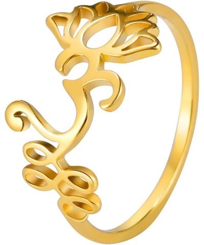 Lotus Flower Om Ring For Women Stainless Steel Dainty Om Aum Ohm Symbol Ring Yoga Jewelry Inspirational Gift gold $7.16 Rings