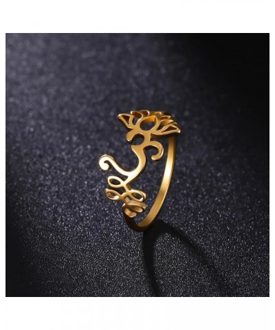 Lotus Flower Om Ring For Women Stainless Steel Dainty Om Aum Ohm Symbol Ring Yoga Jewelry Inspirational Gift gold $7.16 Rings