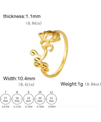 Lotus Flower Om Ring For Women Stainless Steel Dainty Om Aum Ohm Symbol Ring Yoga Jewelry Inspirational Gift gold $7.16 Rings