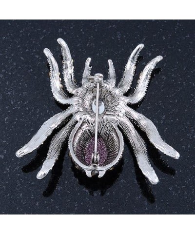 Large Purple Crystal Spider Brooch In Rhodium Plating - 55mm Length $27.17 Brooches & Pins