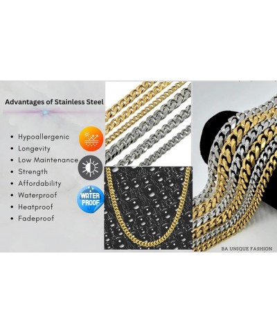 Cuban Chain for Men 316L Stainless Steel Six Cut Cuban Chain Necklace for Men Women 4/6/8/10mm 16, 18", 20", 24", 30" Chain N...