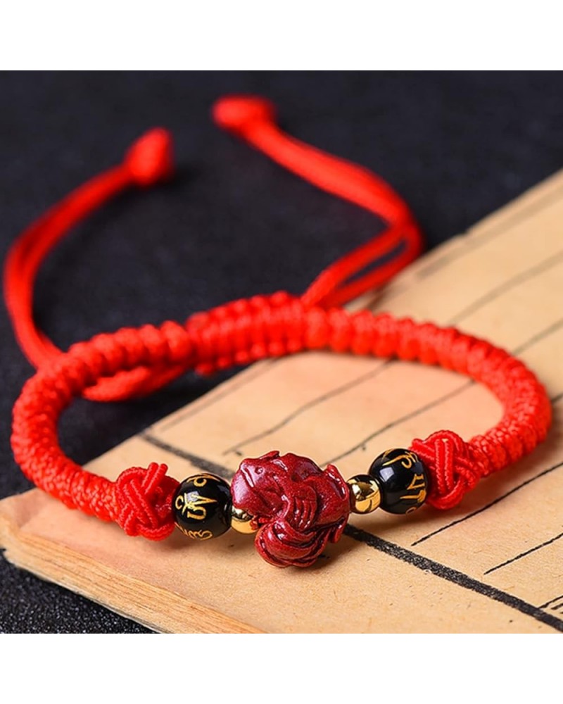 Feng Shui Cinnabar Red String Wealth Bracelet 12 Zodiac Animals Pendant Charm Bracelet Healing Crystal Reiki Chakra Bracelet ...