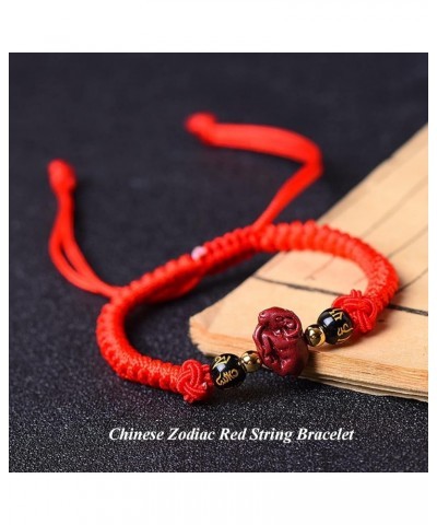 Feng Shui Cinnabar Red String Wealth Bracelet 12 Zodiac Animals Pendant Charm Bracelet Healing Crystal Reiki Chakra Bracelet ...