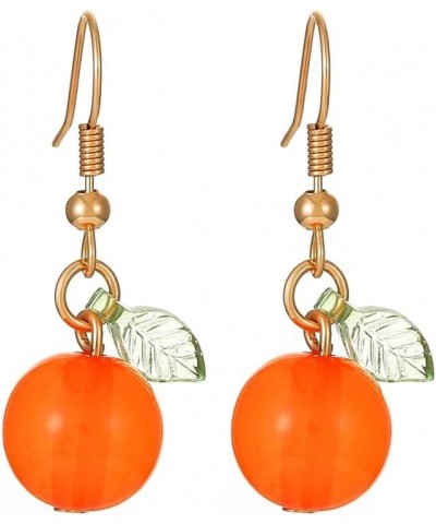 Fall Atumn Orange Fruit Drop Earrings Tiny Orange with Green Leaf Dangle Earrings Cute Kumquat Earrings fresh orange $8.54 Ea...