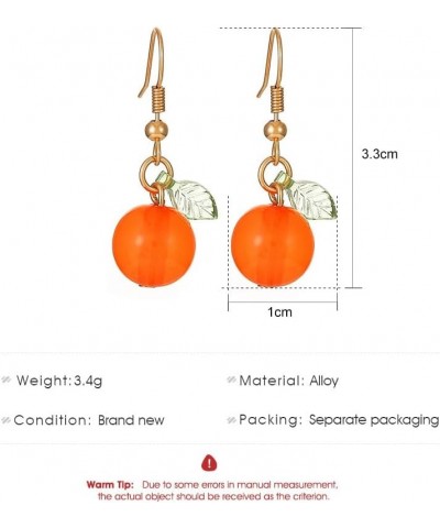 Fall Atumn Orange Fruit Drop Earrings Tiny Orange with Green Leaf Dangle Earrings Cute Kumquat Earrings fresh orange $8.54 Ea...