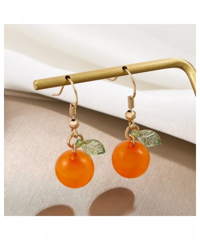 Fall Atumn Orange Fruit Drop Earrings Tiny Orange with Green Leaf Dangle Earrings Cute Kumquat Earrings fresh orange $8.54 Ea...