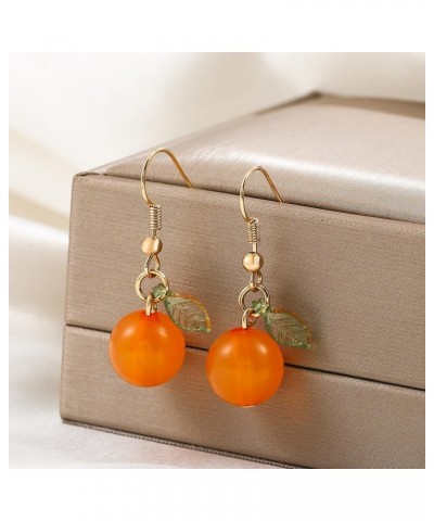 Fall Atumn Orange Fruit Drop Earrings Tiny Orange with Green Leaf Dangle Earrings Cute Kumquat Earrings fresh orange $8.54 Ea...