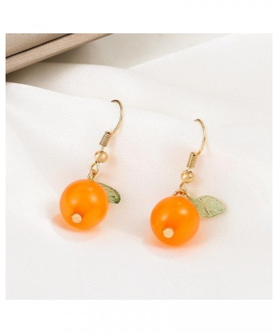 Fall Atumn Orange Fruit Drop Earrings Tiny Orange with Green Leaf Dangle Earrings Cute Kumquat Earrings fresh orange $8.54 Ea...