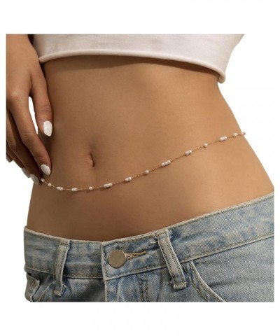 Simple Belly Chain Gold Pearl Waist Chains summer beach Sexy Body Jewelry Chain for Women and Girls Gold $6.97 Body Jewelry