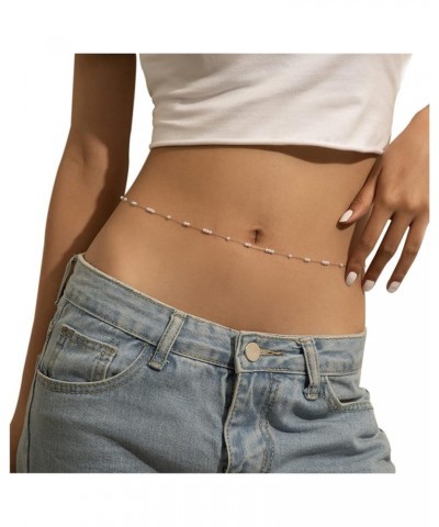 Simple Belly Chain Gold Pearl Waist Chains summer beach Sexy Body Jewelry Chain for Women and Girls Gold $6.97 Body Jewelry