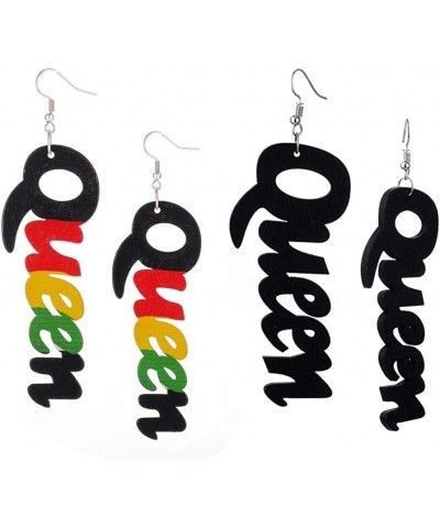 2 Pairs Afrocentric African Wood Earrings African Wooden Dangle Text Earrings Natural Ethnic Earrings Black+Colors $5.50 Earr...