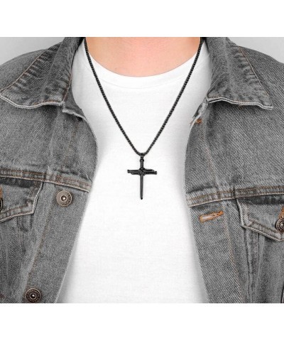 Cross Necklace for Men Black Silver Gold Stainless Steel Christian Bible Verse Jewelry Birthday Graduation Fathers Day Valent...