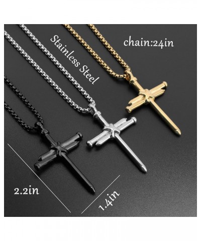 Cross Necklace for Men Black Silver Gold Stainless Steel Christian Bible Verse Jewelry Birthday Graduation Fathers Day Valent...