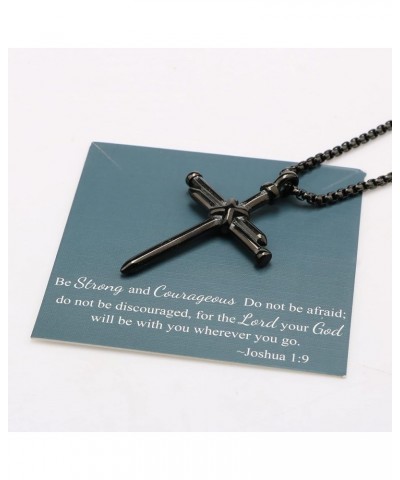 Cross Necklace for Men Black Silver Gold Stainless Steel Christian Bible Verse Jewelry Birthday Graduation Fathers Day Valent...