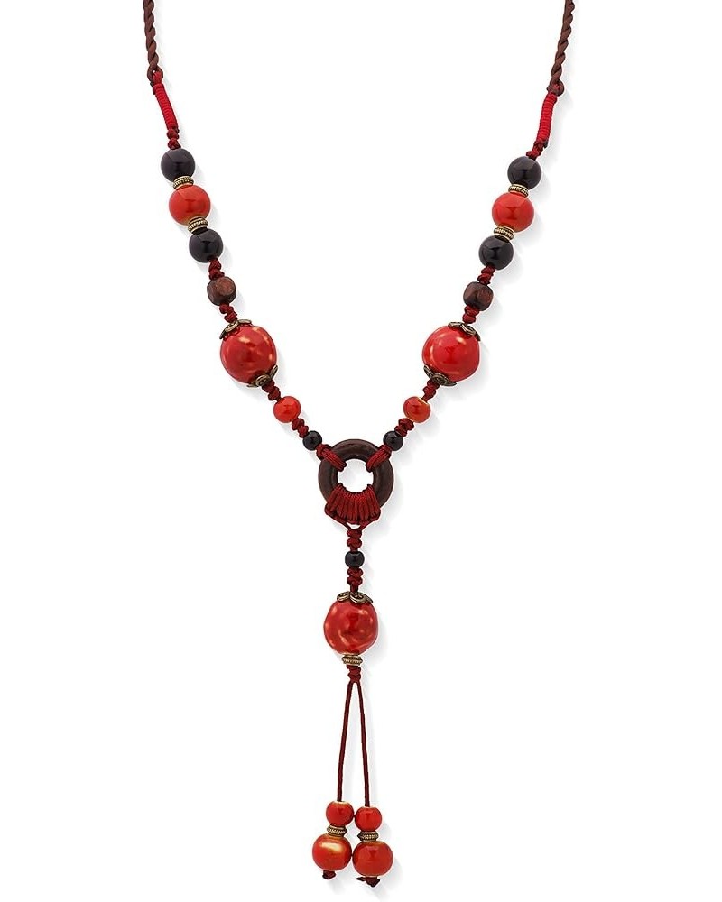 Boho Hippie Ethnic Ceramic Beads Strand Y Necklace Bohemian Jewelry Gift for Women 1B $6.75 Necklaces