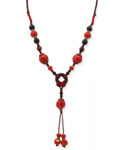 Boho Hippie Ethnic Ceramic Beads Strand Y Necklace Bohemian Jewelry Gift for Women 1B $6.75 Necklaces