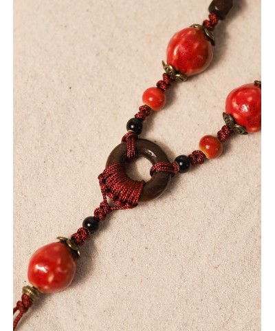 Boho Hippie Ethnic Ceramic Beads Strand Y Necklace Bohemian Jewelry Gift for Women 1B $6.75 Necklaces