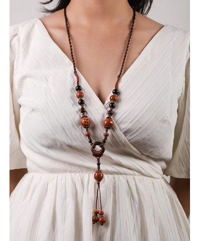 Boho Hippie Ethnic Ceramic Beads Strand Y Necklace Bohemian Jewelry Gift for Women 1B $6.75 Necklaces