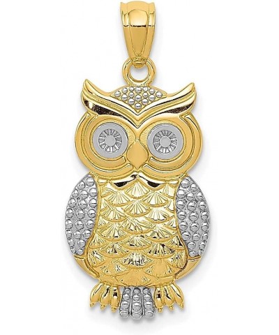 14k Yellow Gold Owl Necklace Charm Pendant Bird Fine Jewelry For Women Gifts For Her $69.28 Necklaces