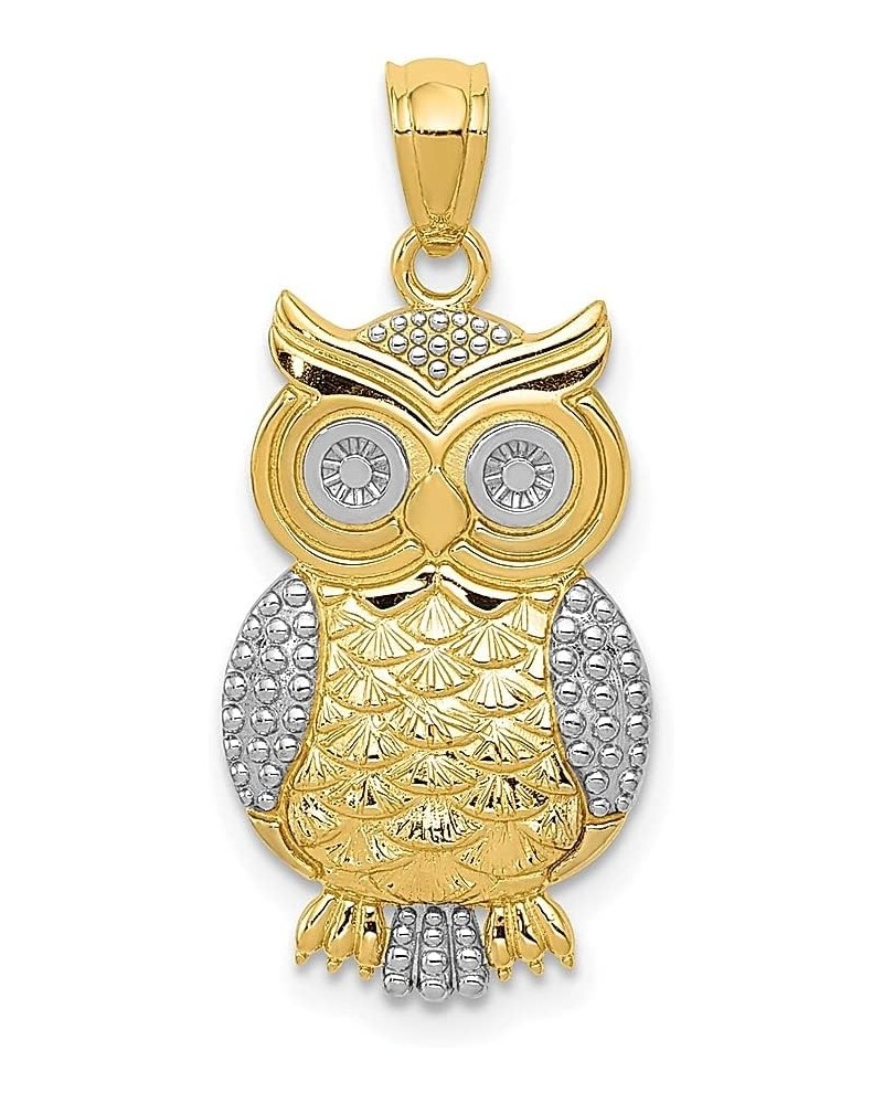 14k Yellow Gold Owl Necklace Charm Pendant Bird Fine Jewelry For Women Gifts For Her $69.28 Necklaces