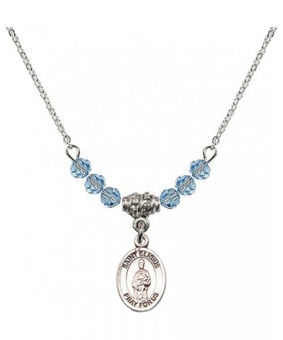 March Birth Month Bead Necklace with Catholic Patron Saint Petite Charm, 18 Inch Saint Eligius $26.60 Necklaces