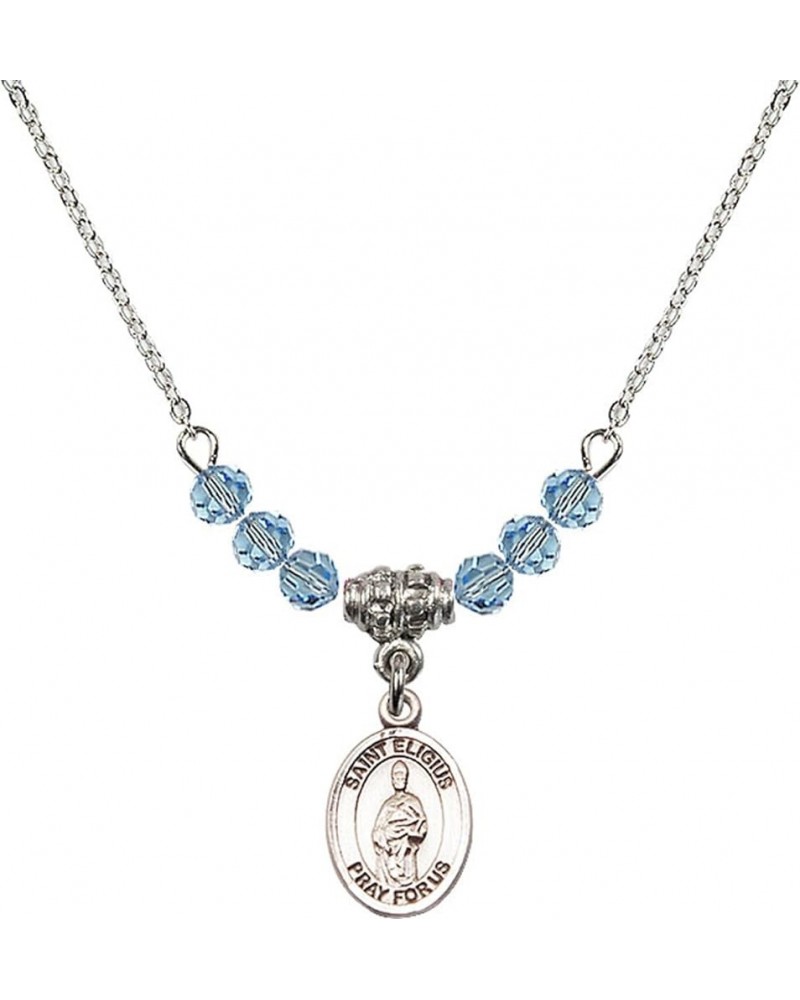 March Birth Month Bead Necklace with Catholic Patron Saint Petite Charm, 18 Inch Saint Eligius $26.60 Necklaces