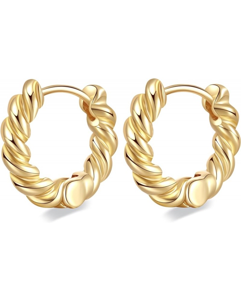 18k Gold Thick Chunky Gold Hoop Earrings for Women Trendy,Hypoallergenic Hoop Earrings Gift for Women Girls Mother 18K Gold P...