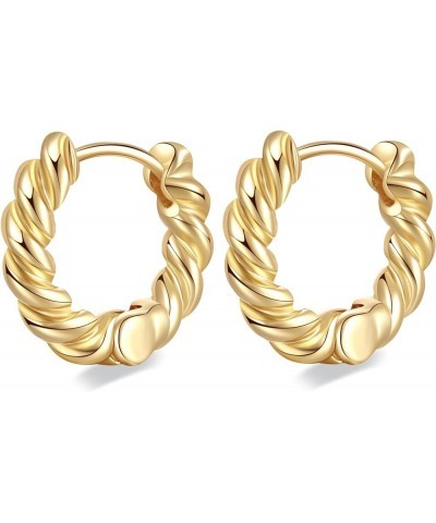 18k Gold Thick Chunky Gold Hoop Earrings for Women Trendy,Hypoallergenic Hoop Earrings Gift for Women Girls Mother 18K Gold P...